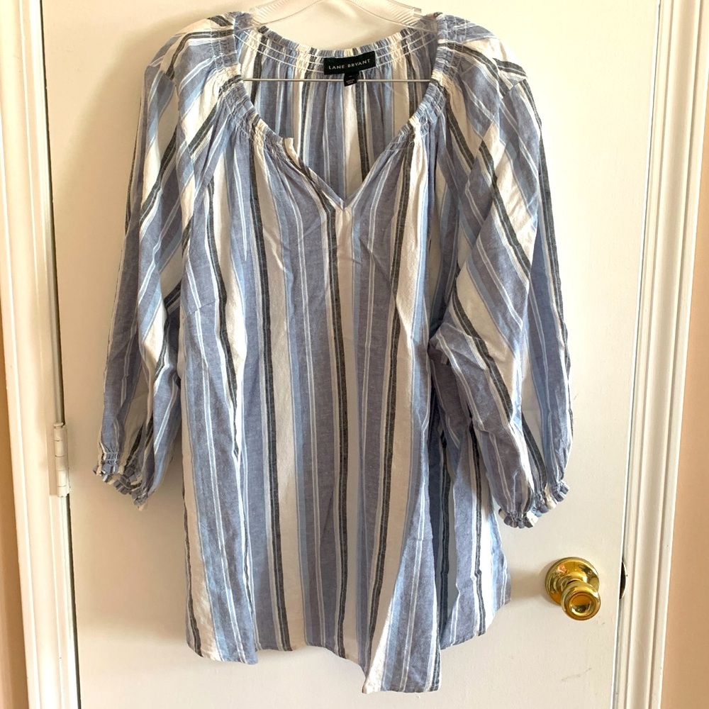 Lane Bryant Size 18 3/4 length sleeve tunic striped shirt